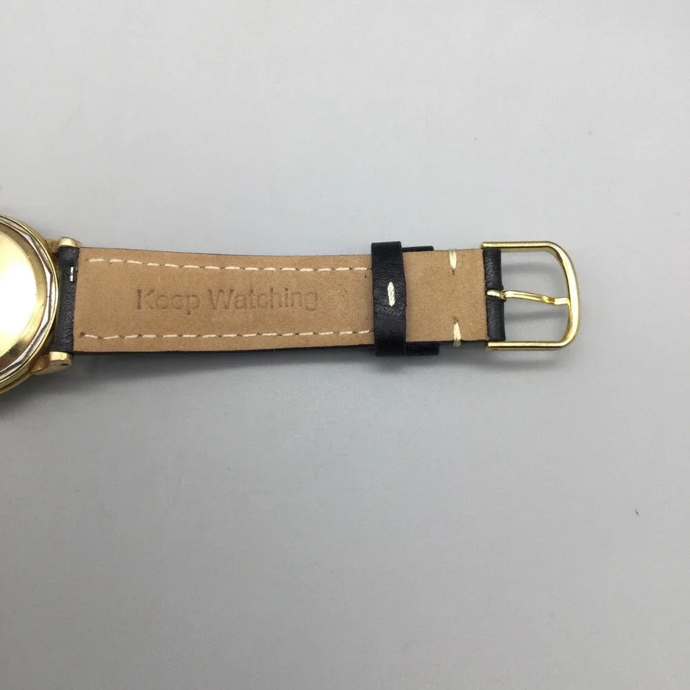 Vintage Omega Bumper Automatic Mens Watch 34mm Gold Plated Leather 17 Jewels